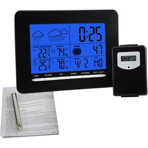 Wallmount Wireless Weather Station w/ 1 sensor Indoor Outdoor Uses for 140 EU Cities DCF Radio Controlled Receiver