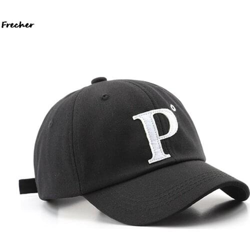 2021 Spring New Unisex Fashion Letter P Cotton Peaked Hats Korean Design Hats Baseball Cap Outdoor Street Casual Sun Hat