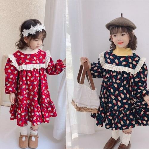 Fashion New 2021 Girl Clothes Girls Dress Long Sleeve Floral Print Princess Dress For Girls Children Dresses 3-6 Year Old