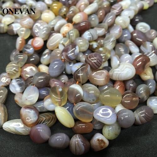 ONEVAN Natural Botswana Irregular Charm Beads 7-12mm Round Stone Bracelet Necklace Jewelry Making Diy Accessories Gift Design