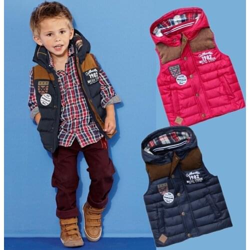 Baby Boys Autumn Winter Thicken Hooded Waistcoat Kids Fashion Warm Vest Child Good Quality Windbreaker Outerwear Jacket