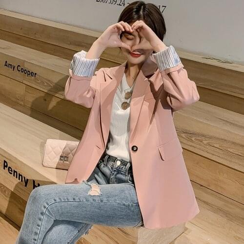 Autumn Korean Jacket Women Office Wear 2020 Fashion Long Sleeve Loose Office Coat Women Blazers Suit Blazer Veste Femmes Ete