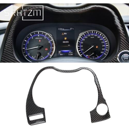 Real Carbon Fiber Car Front Interior Dashboard Instrument Panel Decoration Frame Cover Trim For Infiniti Q50 Q60 2014-2019