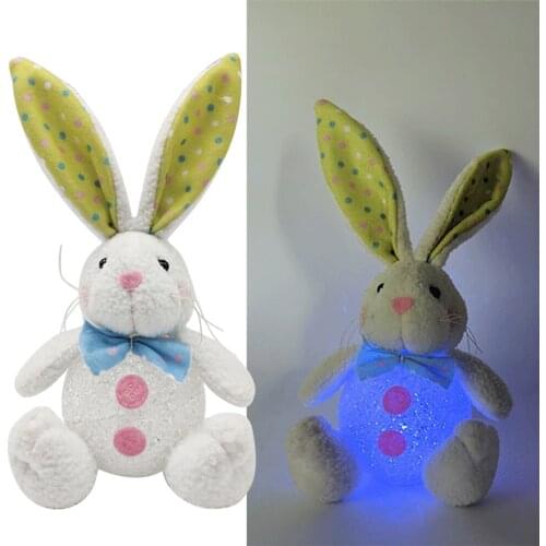 Easter Luminous Rabbit Stuffed Plush Lovely Stuffed Plush Animals Toy Sitting Bunny Doll Home Party Ornament Kids Soft Toys Gift
