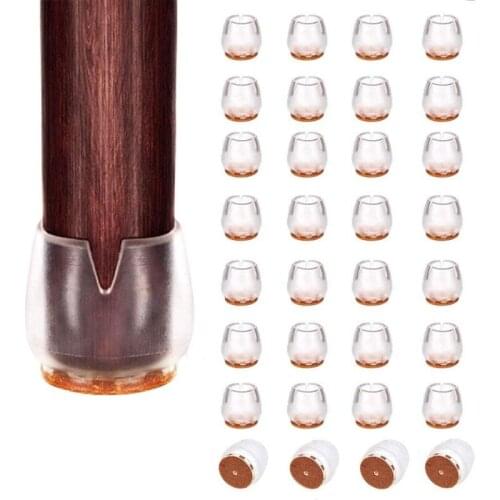 Promotion! Chair Leg Floor Protectors 32Pcs Transparent Clear Silicone Chair Leg Caps Furniture Sliders for Hardwood Floors