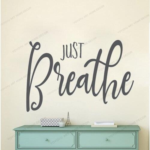 Just breathe decal, inhale exhale, yoga studio wall art, breathe sticker, breathe wall decal yw-626