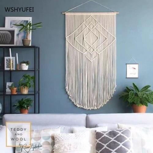 Simple and modern hand-woven tapestry bedside bedroom living room background wall decoration painting homestay porch pendant