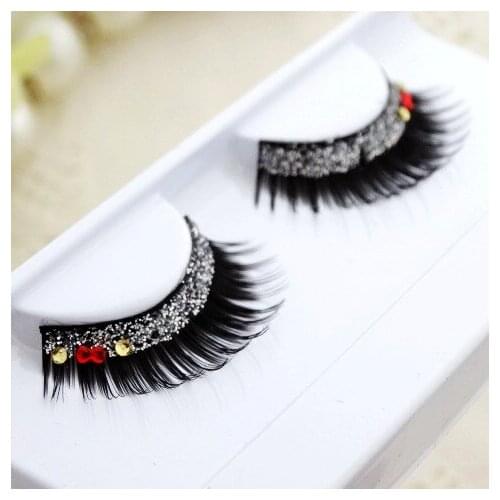 Water drill false eyelashes shiny silver powder eyelashes stage performance Latin dance competition photo creative eyelashes