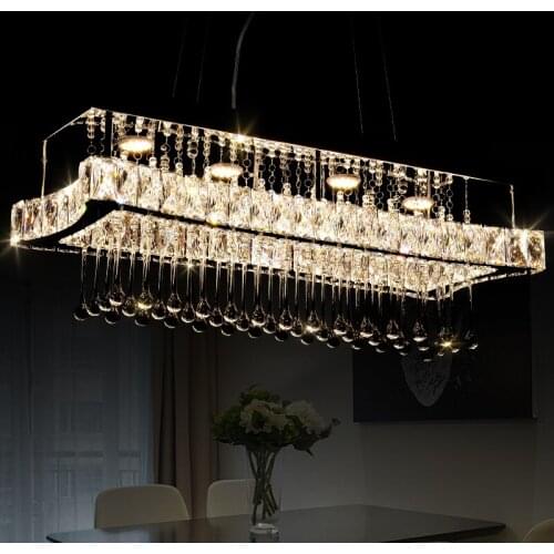 Luxury Rectangle Modern Fashion Crystal LED Pendant Light Creative Simple Lamp For Home Livingroom Bedroom Restaurant DHL Free