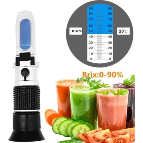 Handheld 0-90% Brix Refractometer for sugar content fruit juice liquids tester accuracy Brix measurement instrument 20% off