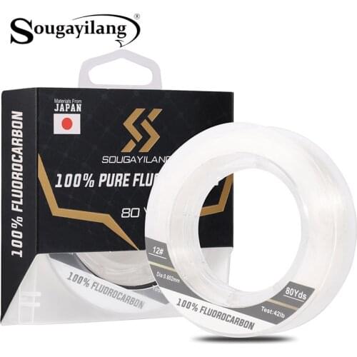 Sougayilang 100% Fluorocarbon Length 80yds Transparent Color Fishing Line 3-68LB Carbon Fiber Front Line Fishing Tackle