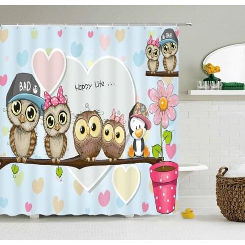 Cute Cartoon Shower Curtain Bathroom Waterproof Shower Curtain Polyester Cute Children 3D Printing Home Bath Screen Cloth