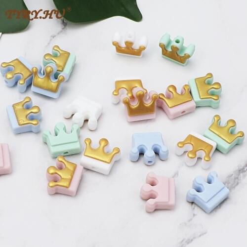 TYRY.HU 10pc Teether Silicone Beads Crown Shape For Pacifier Clips DIY Cute Chewing Toys Teething Toys Silicone Baby Teether