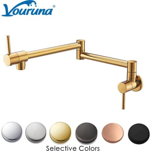 Vouruna Luxurious Rose Golden Wall Mounted Pot Filler Single Cold Kitchen Faucet Chrome/Black/ORB