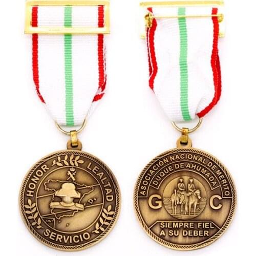 High quality double-sided medal cheap bronze commemorative medal with ribbons