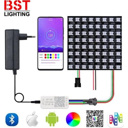 WS2812B Led Strip Matrix Digital Panel Individually Addressable With DC5V Led Power Supply SP110E Bluetooth Controller