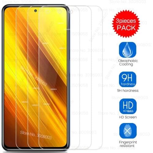 3Pcs protective glass for xiaomi poco x3 x 3 nfc 2020 global version 6.7'' screen protector on pocox3 pocophonex3 front movie