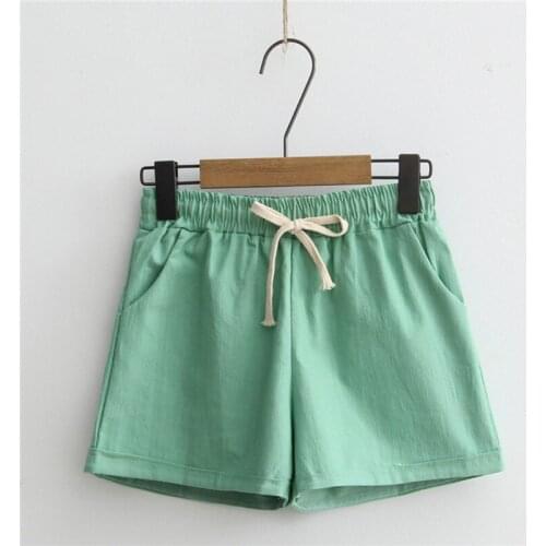 Women\s Candy Color Casual Loose Cotton & Linen Straight Shorts 2020