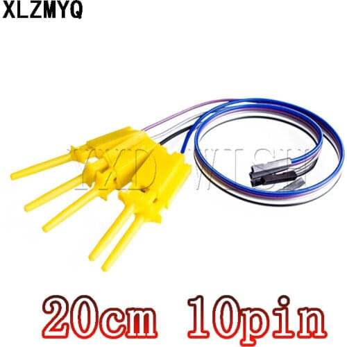 10pin 20cm High Efficiency Test Hook Clip Logic Analyzer Cable Gripper Probe Test Clamp Kit Yellow/Red 20cm Test Hook Clip 10PIN