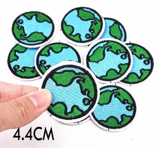 10Pcs Earth 4.4X4.4cm Iron On Patch Sewing On Embroidered Applique Sewing Clothes Stickers Garment DIY Apparel Accessories