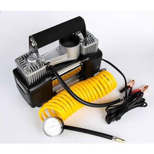 12V Portable Heavy Duty Double Cylinder Car Air Compressor Tire Inflator Pump Universal for Car Trucks Bicycle With Light