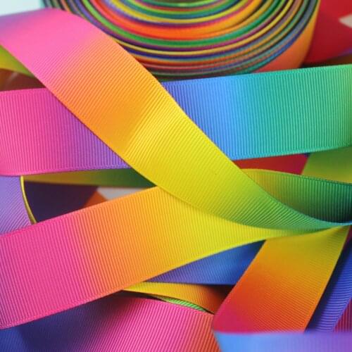 9mm-75mm hot transfer rainbow printed ribbon grosgrain ribbon DIY handmade fabric 20 yards