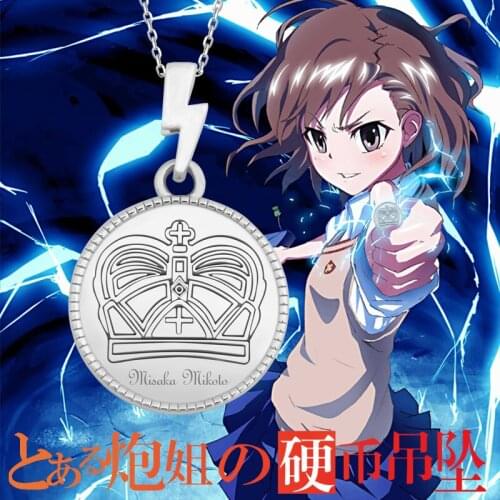 Anime A Certain Scientific Railgun Magical Index Misaka Mikoto Coin Pendant Necklace S925 Silver Jewelry Cosplay Props Gift
