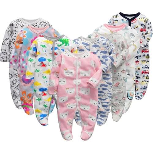 2020 3pcs/set Baby Boy Girl Rompers Long Sleeve Footies Newborn Clothes One Pieces Infant Sleepsuit Baby Cotton Romper 0-12m