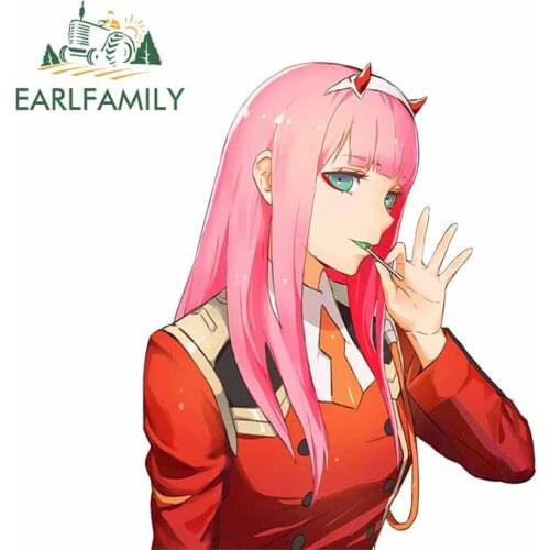 EARLFAMILY 13cm x 10.6cm For Zero Two Motorcycle Car Stickers Funny Decal Vinyl Car Wrap Scratch-Proof Bumper Decoration