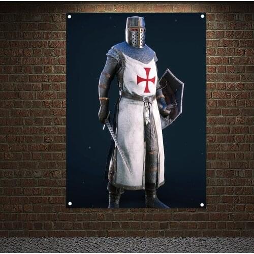 Christ Knight Flag Banner Medieval Warrior Armor Painting Hang on the wall 4 grommets Custom Flag indoor Decor Knight Templar X1