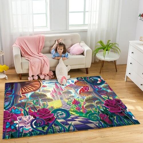 Alfombra Childrens Rug Flannel Non-slip Wonderful World Carpet Castle Dessert Castle Rainbow Childrens Decorative Carpet tapis
