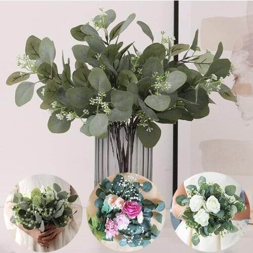 Artificial Eucalyptus Leaves Stems Eucalipto Branches Artificial Plants for Floral Bouquets Wedding Holiday Greenery Decor