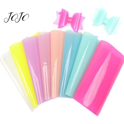 JOJO BOWS 22*30cm Transparent Synthetic Leather PVC Fabric Solid Sheet For Needlework DIY Hair Bows Material Garment Sewing
