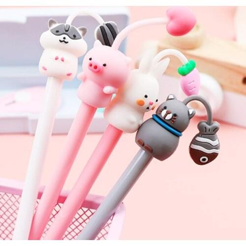 Kawaii Korea Creative Cartoon Cute Pet Animal Park Gel Pen Small Fresh And Cute Student Exam Water Pen Writing Signature Pen