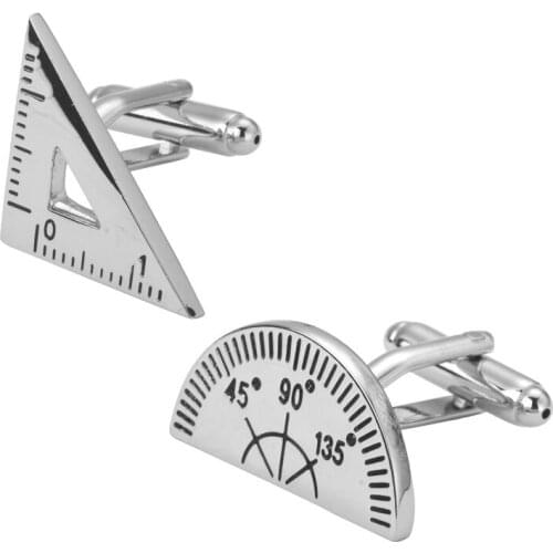 KC popular fashion brand high quality Silvery Triangle Protractor cufflinks classic French shirt cuff links friends gift