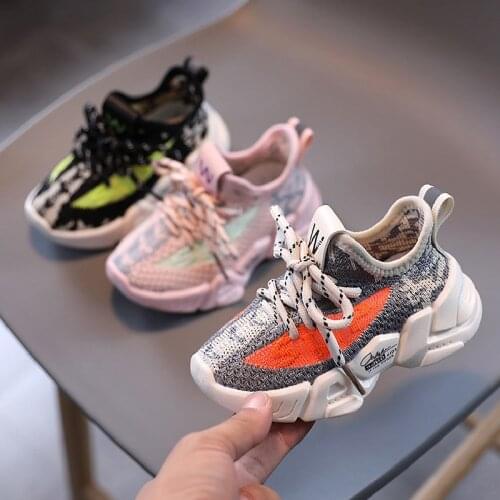 2021 New Children Shoes Kids Casual Shoes Fashion Breathable Knitting Soft Bottom Non-Slip Boys Girls Sneakers Size 21-30 1-6 Y