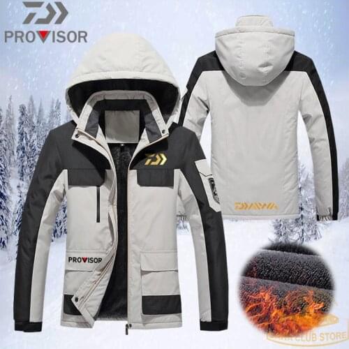 2020 Daiwa Fishing Clothing Fleece Winter Waterproof Warm Fishing Jacket Outdoor Snow Protection Hooded Mountaineering Overcoat