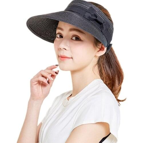 Seioum Summer Beach Folding Sun Hat Large Wide Edge Womens Straw Beach Cap For Ladies Elegant Hats Girls Holiday Tour Hat