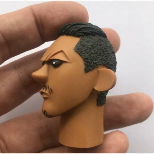 Custom 1/6 Black Cartoon Head Sculpt with Earrings Anime Male Soldier Head Carving Toy