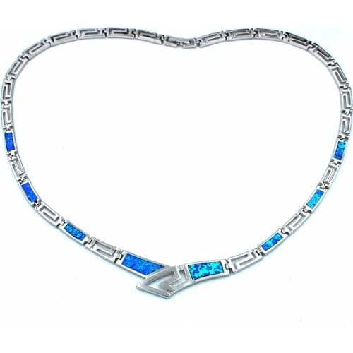 Charming Blue Fire Opal Necklace for Men