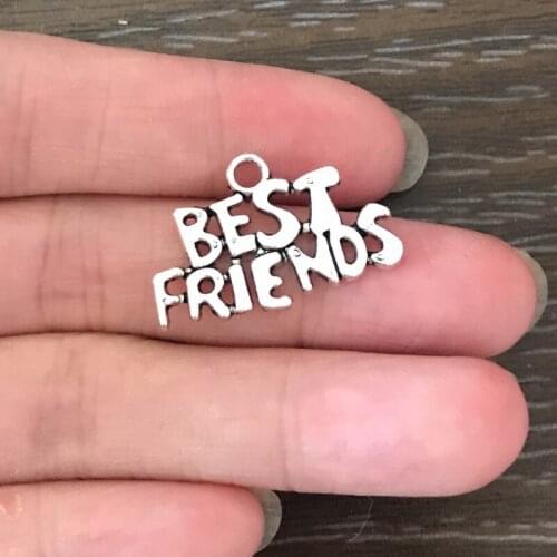 20PCS Bohemian Alloy Letter Best Friend Charm Zinc Alloy Friend DIY Pendant Charm for Bracelet Necklace Earring Jewelry Making