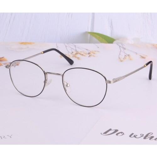 Students round eyeglasses unisex boys girls black silvver for Myopia Female Eye Glasses Vintage Optical Glasses for anti blue