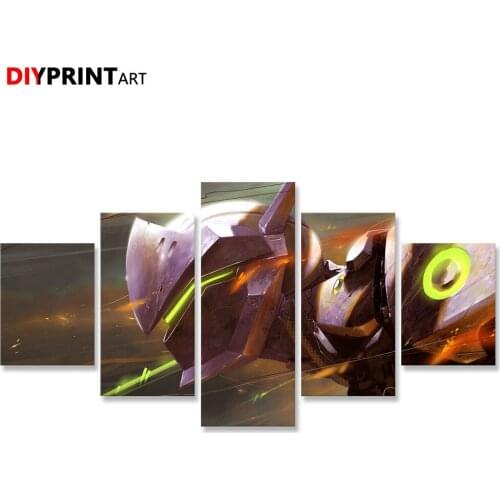 Overrwatch Genji 5 Pcs/set Art Painting Wall Pictures for Bedroom Livingroom A2138