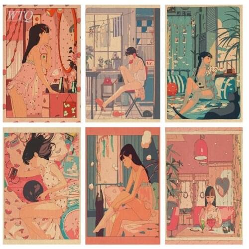 Retro Poster Japanese Manga Gentle Girl Anime Posters Canvas Painting Wall Decor Poster Wall Art Picture Room Decor Home Decor
