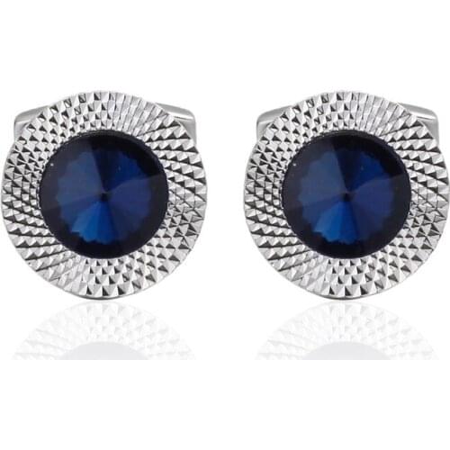 Luxury Men Sea Blue Crystal Cufflinks High Quality Lawyer Groom Wedding Cufflinks For Mens Shirt Cuff Links Gemelos Para Camisas