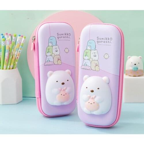 Silicone Cute White Bear Pencil Case Pen Case School Pencil Cases Student Big Storage Box Cosmetic Bag Ornaments Gifts For Kids