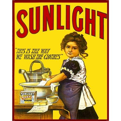 Sunlight Soap Wash The Clothes Vintage Metal Tin Sign Wall Plaque 12x8 Inches