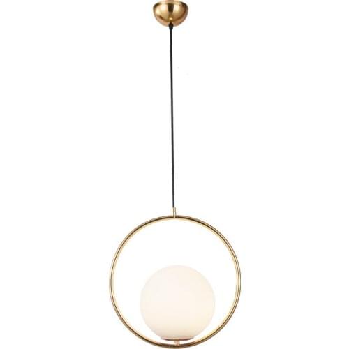 Modern LED Glass Ball Pendant Lamp Gold Metal Round Globe Pendant Light For Bar Restaurant Fixtures Indoor Pendant lighting F036