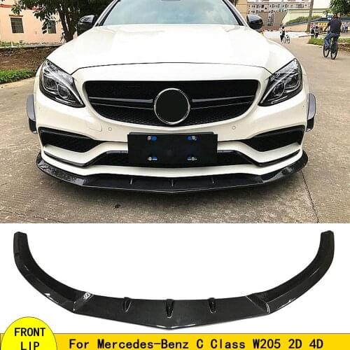 Carbon Fiber Front Bumper Lip Chin Spoiler for Mercedes-Benz C Class W205 2D 4D 2015-2020 Front Bumper Lip Spoiler
