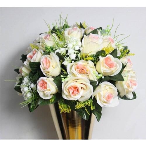 SPR champagne Newly style 10pcs/lot wedding road lead artificial flower ball wedding table flower centerpiece decoration